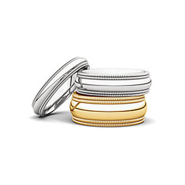 Double Milgrain Comfort Fit Wedding Bands